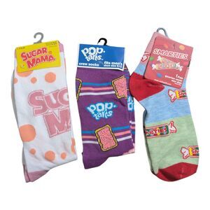 Candy Brand Crew Socks Lot – Sugar Mama Pop-Tarts Smarties Colorful Novelty Sock
